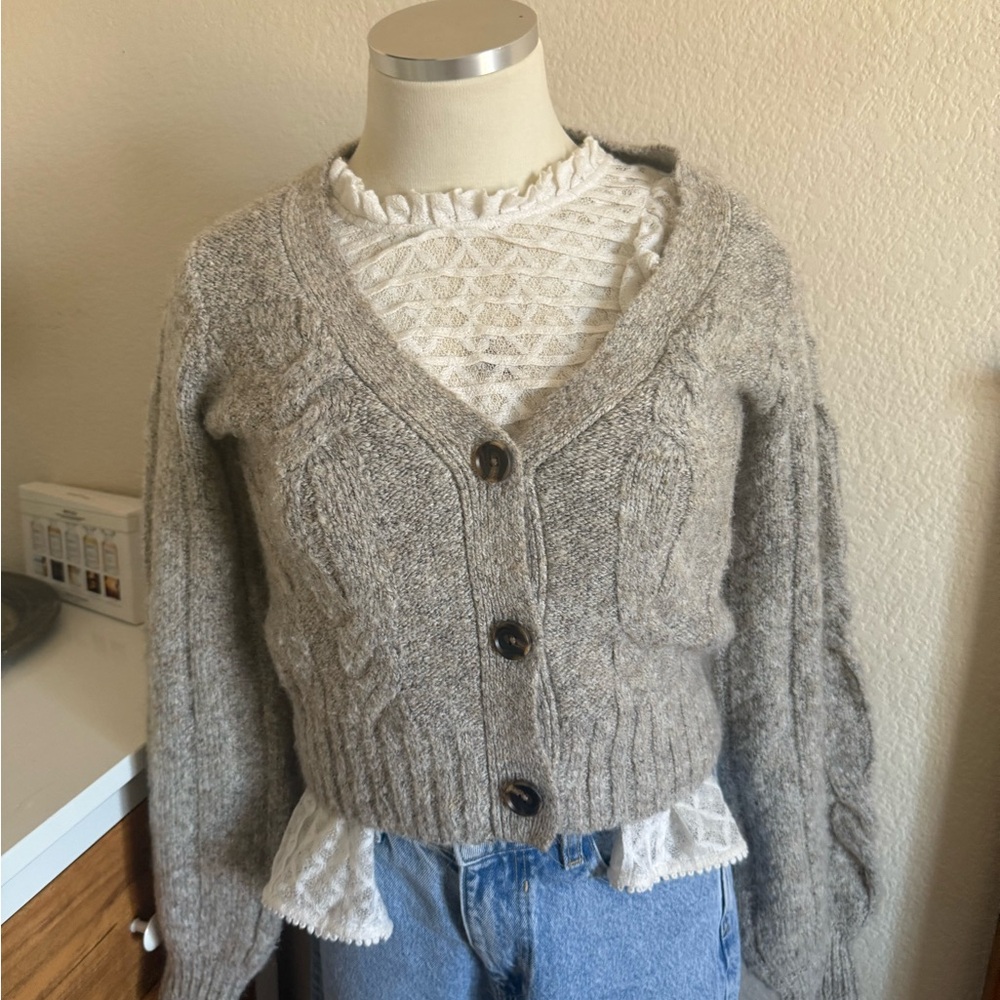 Sincerely Jules Gray Cable Knit Cardigan